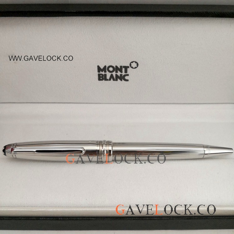 Fake Meisterstuck Montblanc Ballpoint Pen Silver Vertical with Refill